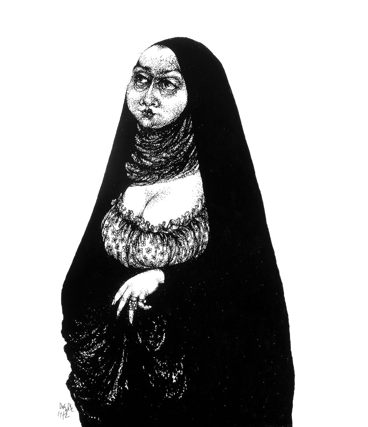 Arab nő (1972) Tus, papír 23 15,5 cm